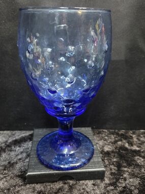 Vintage Libbey Glass Hobnail Cobalt Blue Goblet